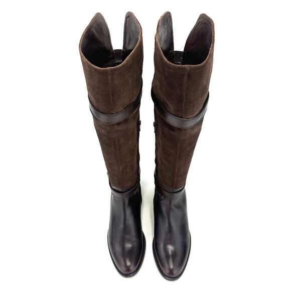 Garnet Hill Charity Italian Over-The-Knee Riding Boot Sz 6.5 Brown Suede/Leather - Picture 3 of 16